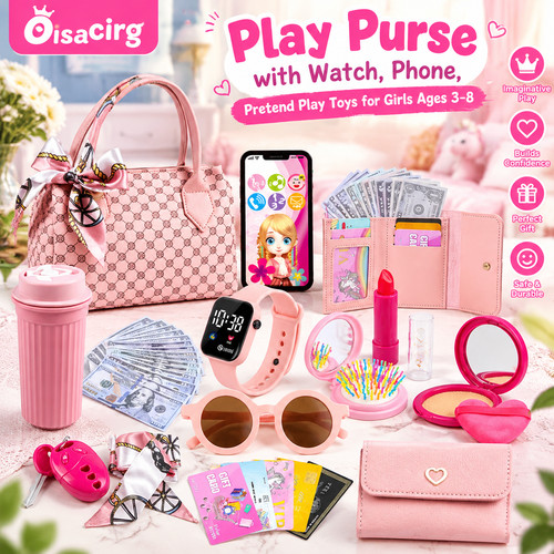 Girls purse set pretend play - purse,