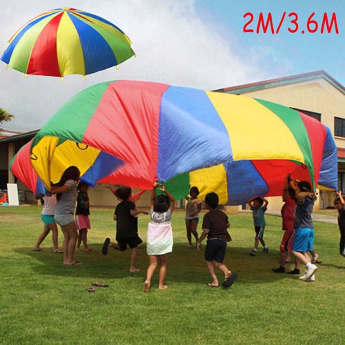 Large kids play parachute - play,