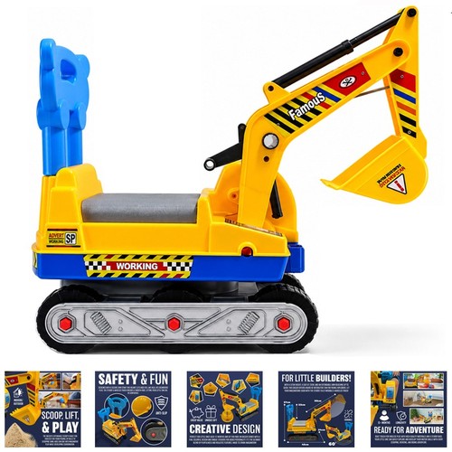 Kids ride push along digger - ride,