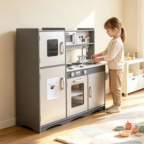 Kids wooden play kitchen - wooden,